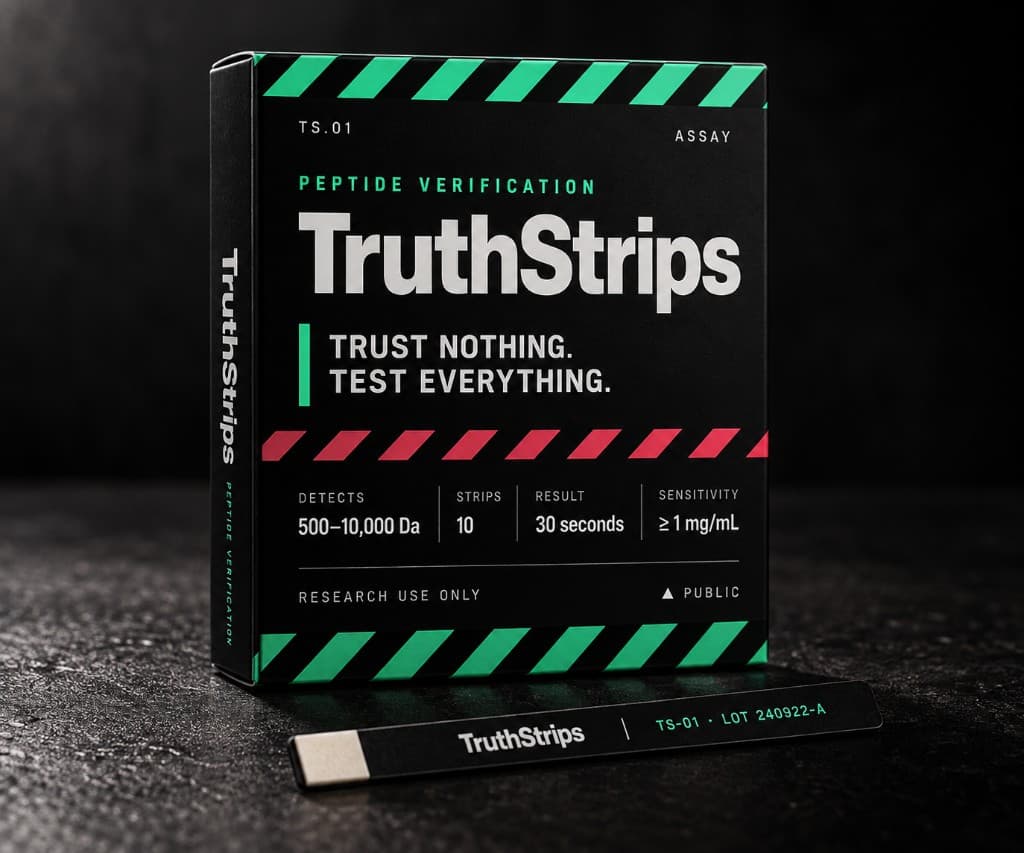 TruthStrips box and a single test strip